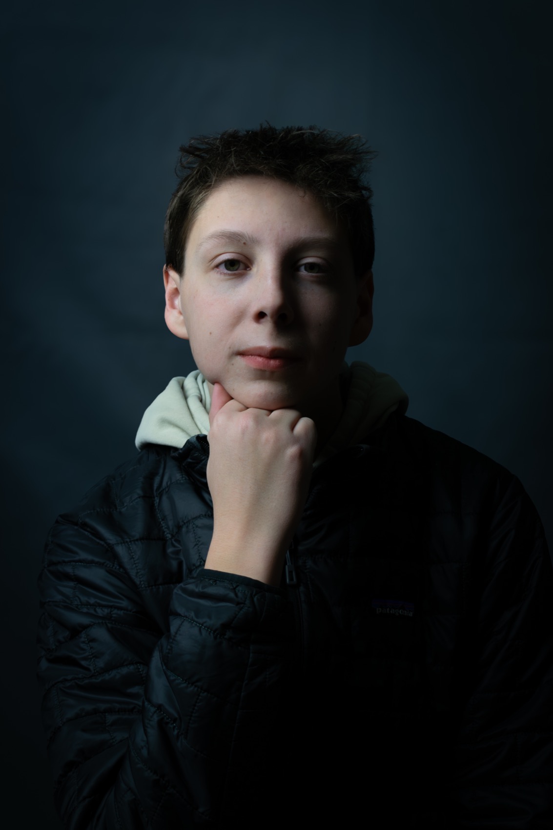 Portrait with dramatic studio-style lighting